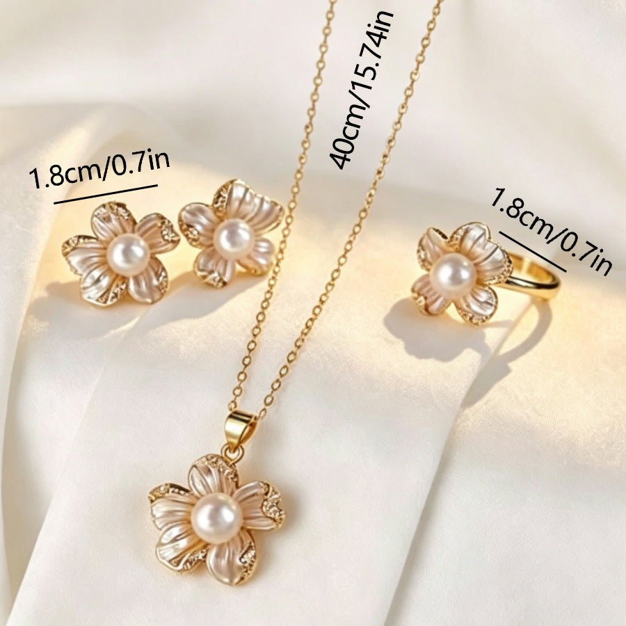 Pearl-Effect Open Flower Jewelry — product image 3