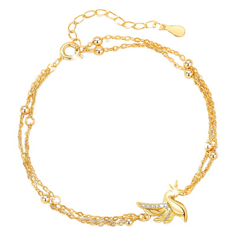 Unicorn Sterling Silver 925 Bracelet Female Niche Design Light Luxury Zircon Bracelet Get Things Ins Style Tianma Bracelet