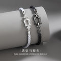 Horseshoe Buckle Sterling Silver 925 Couple Bracelet Niche Design Light Luxury Navigation Buckle Zircon Bracelet Ins Double Ring Bracelet