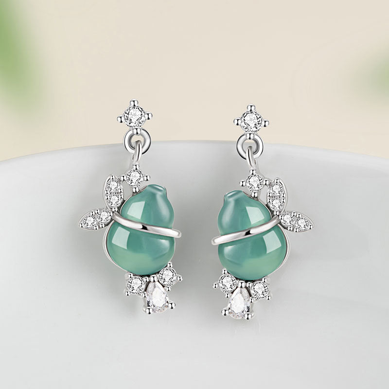 Sterling Silver Gourd Stud Earrings – Jade