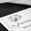 Ice Flower Sterling Silver 925 Ring Female Niche Light Luxury High-Grade Square Sugar Orange Zircon Ring Ins Style Love Ring