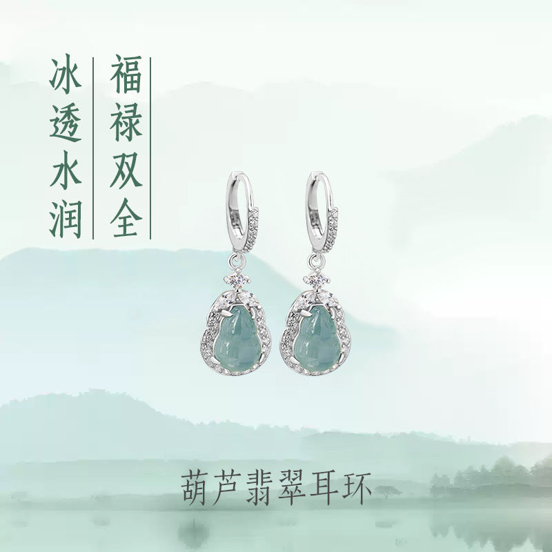 Sterling Silver Gourd Earrings – Jade