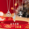 Christmas Tree Sterling Silver 925 Necklace Women's Fashion Versatile Bow Bell Sweater Chain Ins Ginger Cake Star Pendant