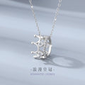 Crown Sterling Silver 925 Necklace Female Niche Design Light Luxury Pink Diamond Clavicle Chain Qixi Ins Style Love Pendant