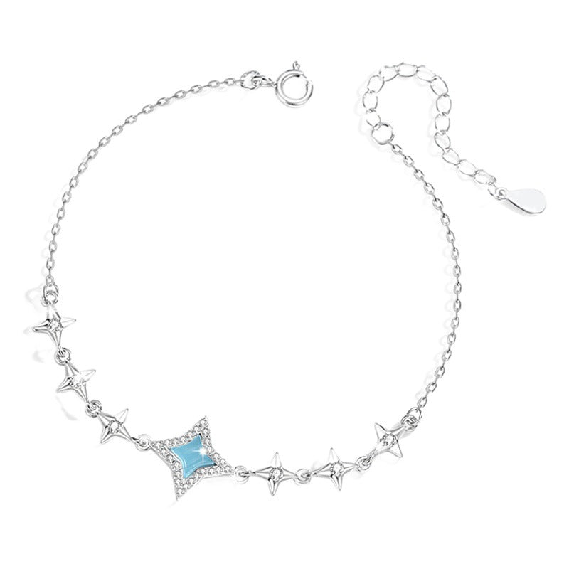 Starry Sterling Silver 925 Bracelet Female Niche Design Light Luxury Opal Bracelet Ins Sweet Style Star Bracelet