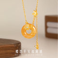 Butterfly Sterling Silver 925 Necklace Women's All-Match Sugar Red Agate Peach Blossom Clavicle Chain Ins Cherry Blossom Tassel Pendant