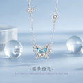 Butterfly Sterling Silver 925 Necklace Female Niche Design Light Luxury Light Blue Zircon Clavicle Chain Ins Style Star Pendant
