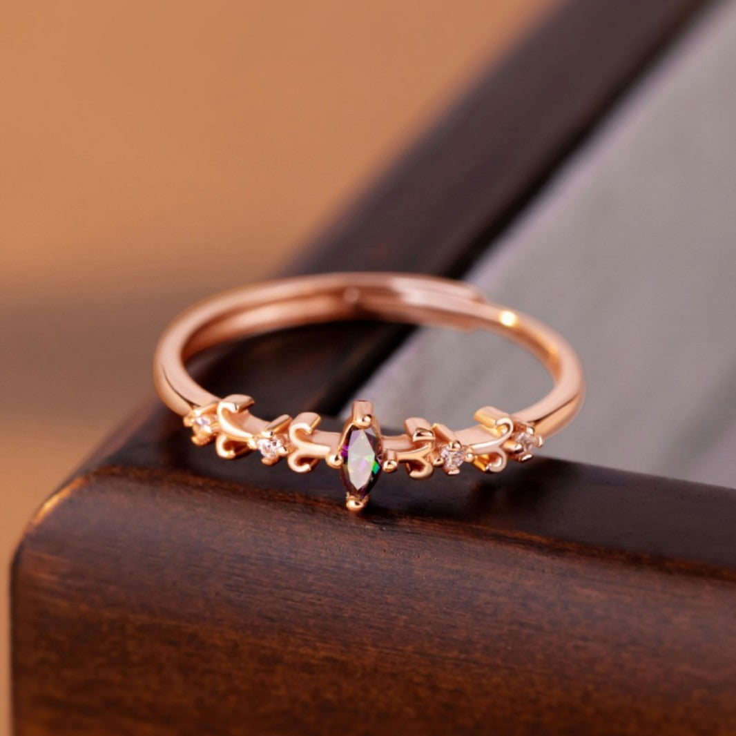 Iris Sterling Silver 925 Ring Female Niche Design Light Luxury Horse Eye Zircon Ring Ins Style Little Red Book Ring
