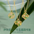 Original Bamboo Knot Hetian Jasper Sterling Silver 925 Necklace Women's New Chinese Zircon Clavicle Chain Mother's Day Window Flower Pendant