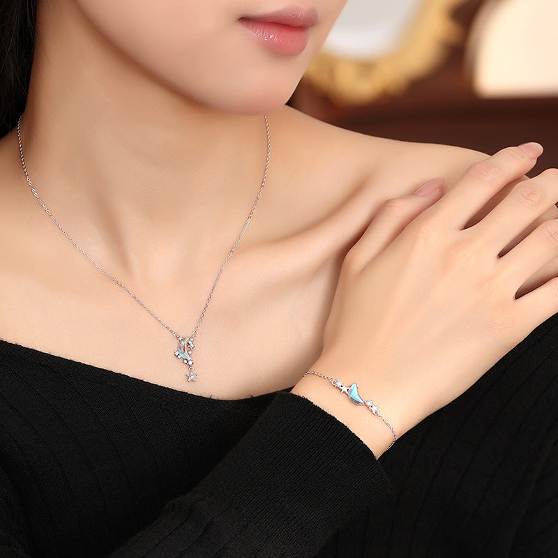Xingyue Accompanied S925 Sterling Silver Necklace Bracelet Set Light Luxury Girl Style Niche Fairy Valentine's Day Silver Jewelry Wholesale