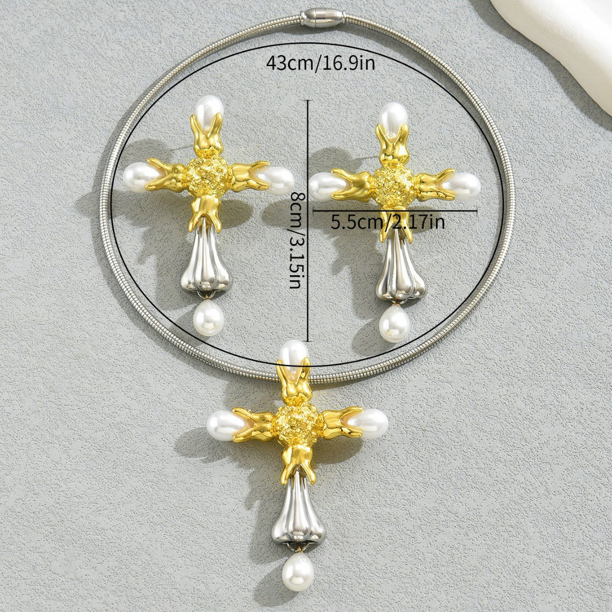 Pearl-Effect Decorative Cross Jewelry — product image 3