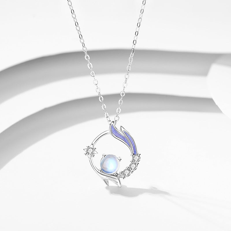 Original Design Chang'an Dream Necklace Female S925 Sterling Silver Valentine's Day Glaze Niche Simple Temperament Pendant