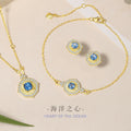 Ocean Heart Sterling Silver 925 Necklace Female Niche Design Light Luxury Zircon Cube Sugar Clavicle Chain Ins Love Pendant