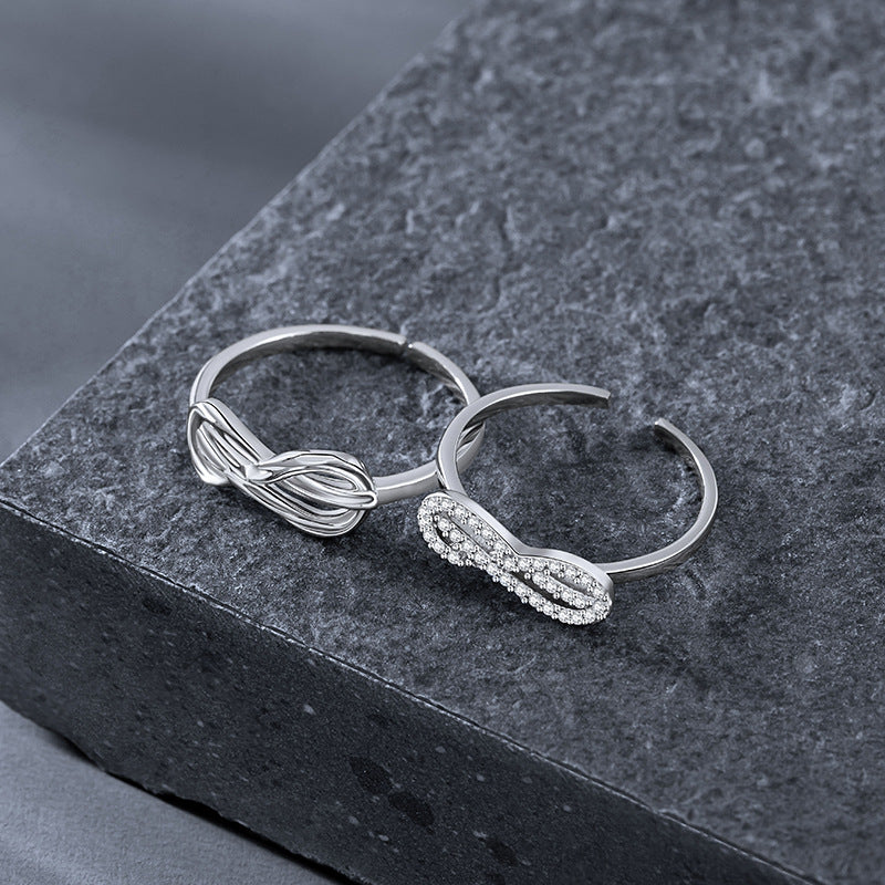 Mobius Ring Sterling Silver 925 Couple Ring Fashion Versatile Zircon Ring Ins Style Unlimited Symbol Pair Ring