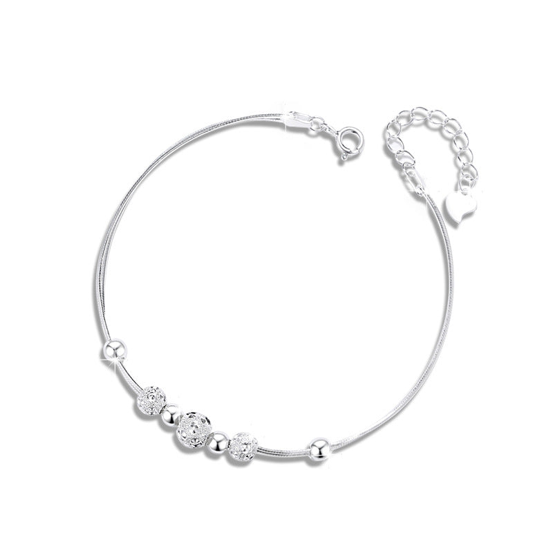 Bell 999 Pure Silver Bracelet Female Niche Design Light Luxury Bracelet Valentine's Day Get Things Ins Sansheng III Bracelet