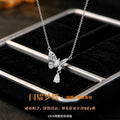 S925 Sterling Silver Necklace Women's Light Luxury Relief Water Drop Shining Dream Butterfly Clavicle Chain Niche High Sense Valentine's Day Gift