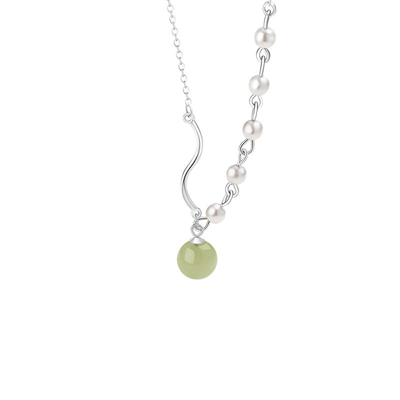 Sansheng Sanshi Pure Silver 999 Necklace Women's New Chinese National Fashion High-Grade Clavicle Chain Light Luxury Ins Pearl Pendant