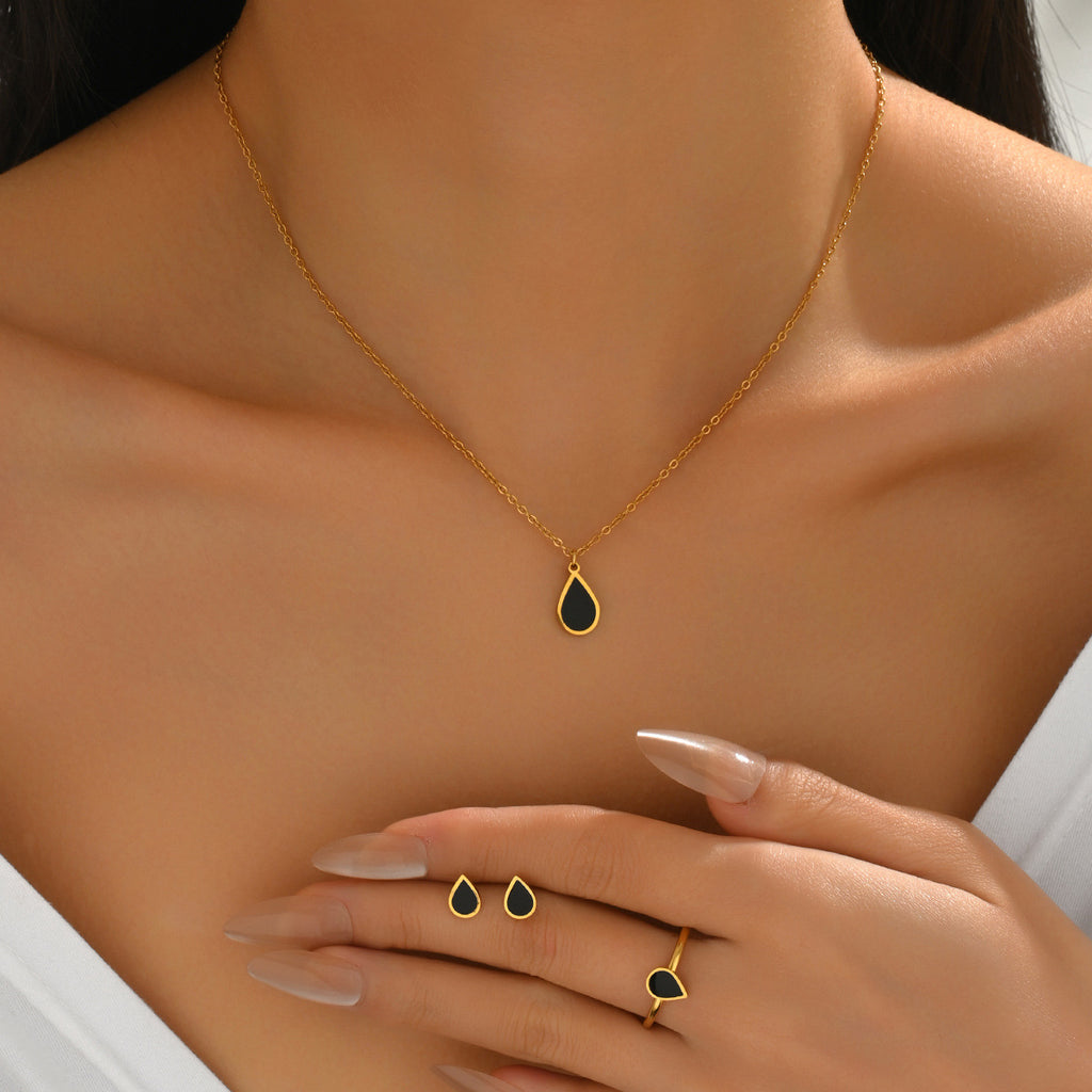 Tiny Black Teardrop Jewelry — product image 2