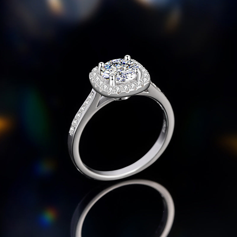 Square Sugar Sterling Silver 925 Diamond Ring Female Light Luxury High Sense 1 Karat Proposal Wedding Ring Ins Pair Ring