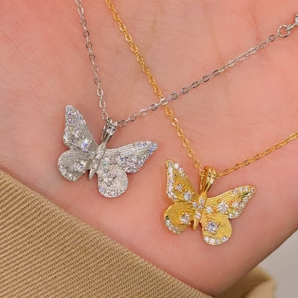 Fantasy Butterfly Sterling Silver 925 Necklace Women's Light Luxury High-Grade Handmade Brushed Clavicle Chain Ins Style Star Pendant