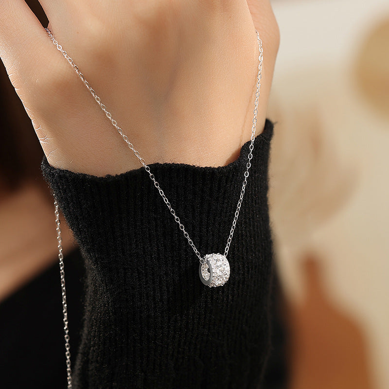 Pink Dai Small Waist S925 Sterling Silver Necklace Women's Light Luxury Niche White Crystal Pink Zircon Clavicle Chain Silver Jewelry Source