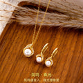 Light Luxury S925 Sterling Silver Pearl Set New Chinese Necklace Ear Hook High-Grade Gift for Girlfriend Lover Valentine's Day Gift