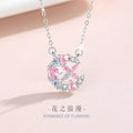 Butterfly Sterling Silver 925 Necklace Women's Fashion All-Match Pink Zircon Clavicle Chain Get Things Ins Style Love Pendant