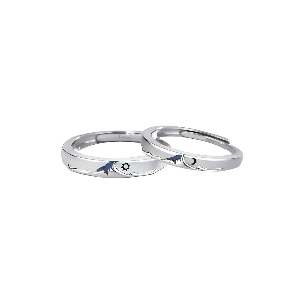 Love Oath Sterling Silver 925 Couple Ring Light Luxury High-Grade Moon Plain Ring Ins Wind Twilight Sun Ring