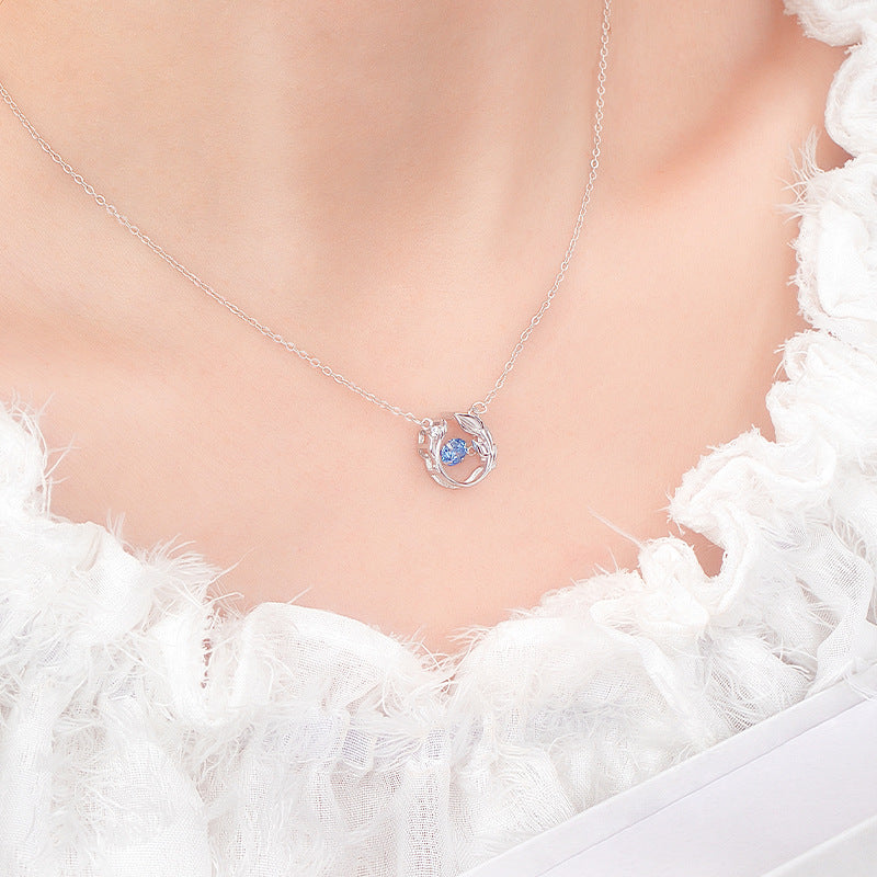 S925 Sterling Silver Necklace Earrings Ring Feather You Accompany Smart Pendant Niche Gentle Wind Gift Jewelry for Girlfriend