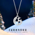Elk Sterling Silver 925 Necklace Women's Fashion All-Match Star Clavicle Chain Christmas Deer Has Your Moon Pendant