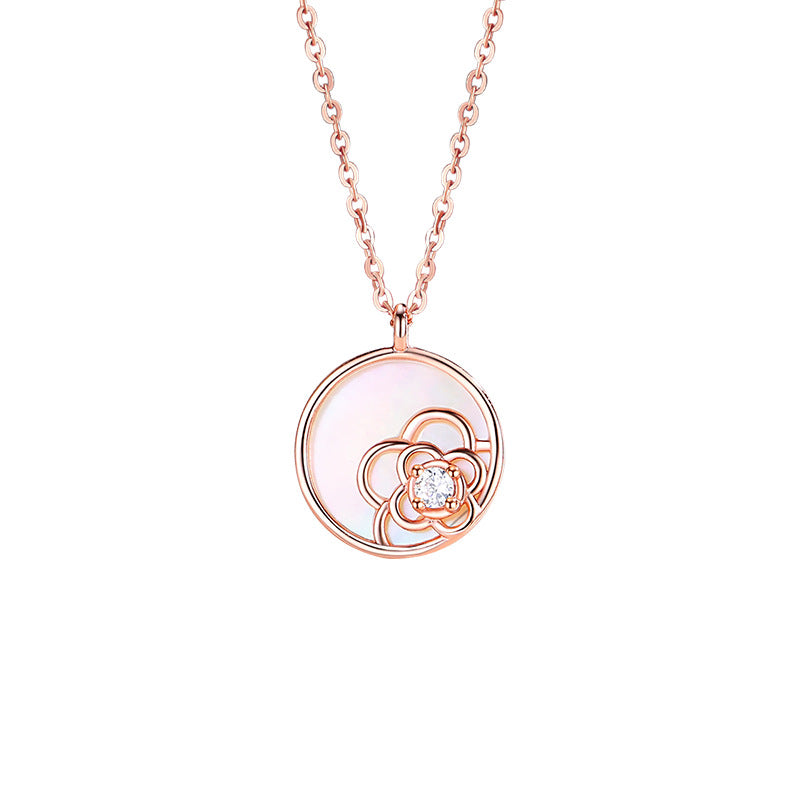 Lucky Clover Sterling Silver 925 Necklace Female Niche Design Light Luxury Clavicle Chain Ins Get White Fritillary Pendant