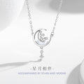 Star Moon Sterling Silver 925 Necklace Female Niche Design Light Luxury Tassel Clavicle Chain Get Things Ins Zircon Pendant