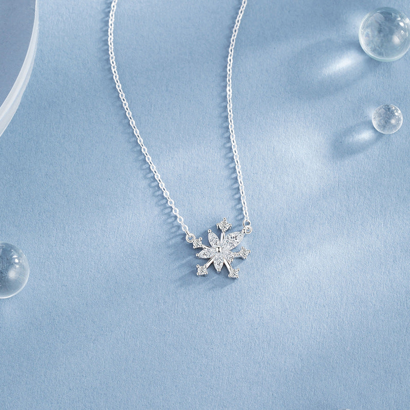 Star Sterling Silver 925 Necklace Women's Fashion All-Match Meteor Shower Zircon Clavicle Chain Ins Style Starry Pendant