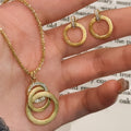 Ring Buckle Sterling Silver 925 Necklace Light Luxury High-Grade Brushed Double Ring Sweater Chain Ins Mobius Ring Pendant