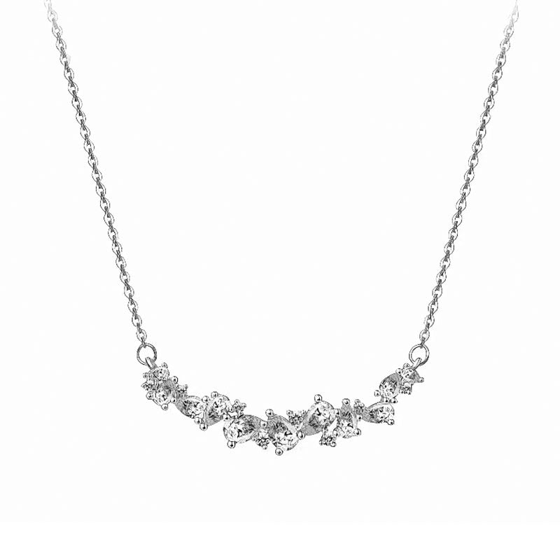 Wisteria Flower Pure Silver 999 Necklace Female Niche Design Light Luxury Flower Clavicle Chain Ins Style Smile Zircon Pendant