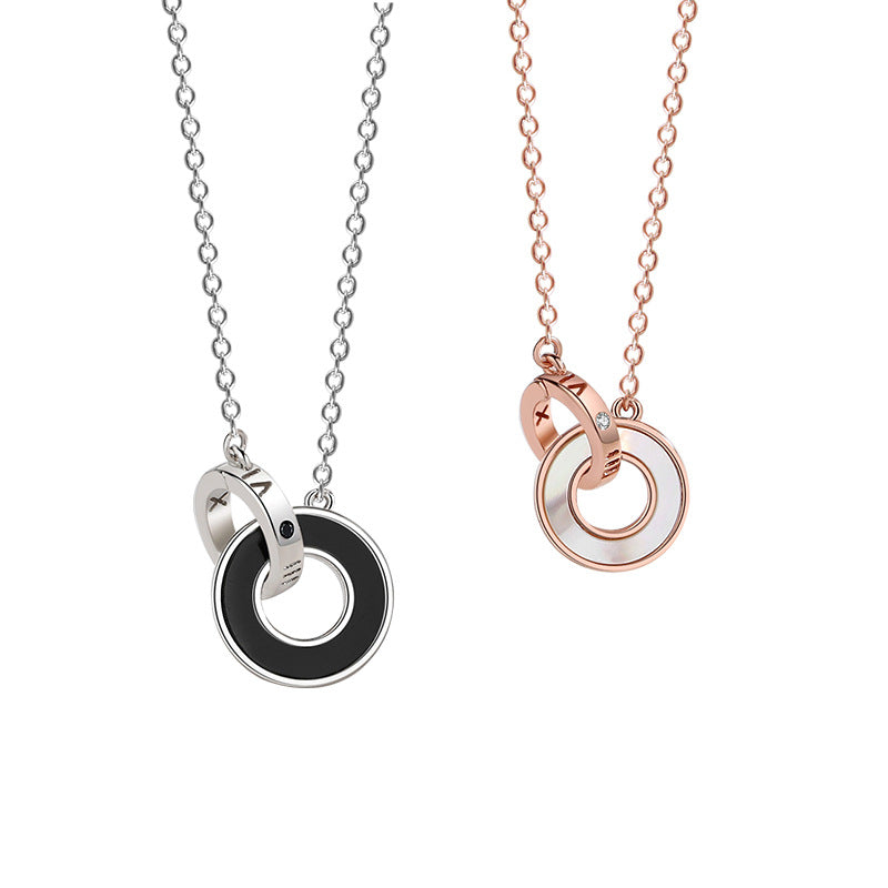 Ring Buckle Sterling Silver 925 Couple Necklace Men and Women Niche Design Light Luxury Ins Mobius Ring Clavicle Chain