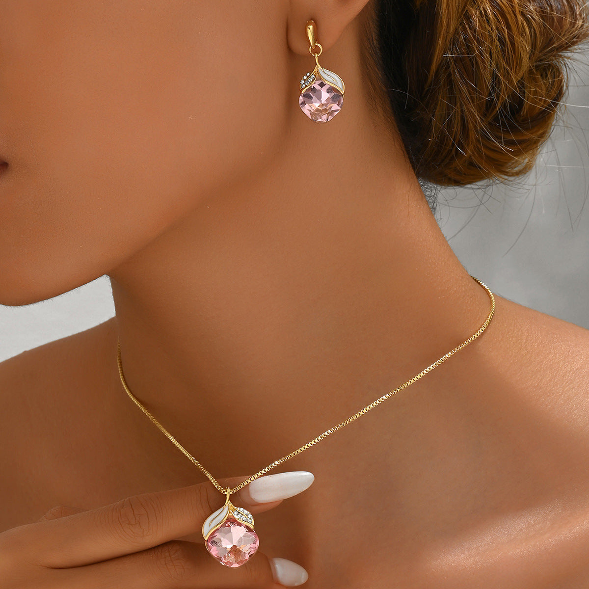 Pink Flower-Drop Jewelry