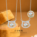 S925 Sterling Silver Smart Hello Kitty Necklace Beating Colorful Zircon Pendant Cross-Border Special for Cute Girl Jewelry