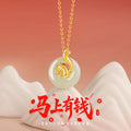 Collana in argento sterling 925 – segno zodiacale e disco e giada Hetian