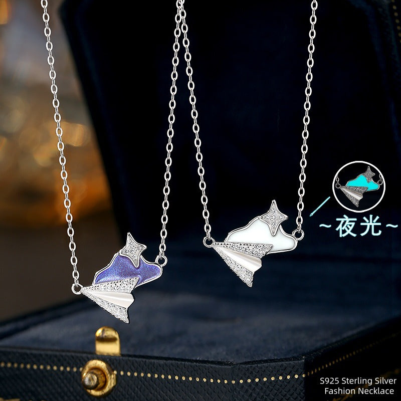 Collana in argento sterling 925 – nuvola e stella, dettagli luminescenti