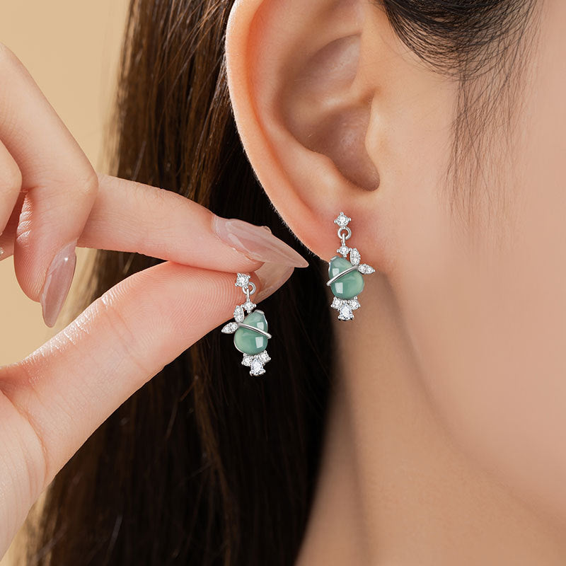Sterling Silver Gourd Stud Earrings – Jade