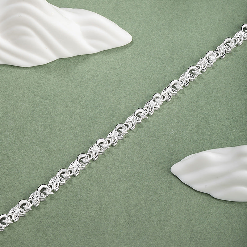 Phoenix Pure Silver 999 Bracelet Female New Chinese National Fashion Girlfriends Same Style Bracelet Ins Style High-Grade Phoenix Tail Bracelet