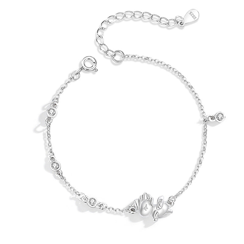 Unicorn Sterling Silver 925 Bracelet Female Niche Design Light Luxury Zircon Bracelet for Girls Ins Star Moon Bracelet