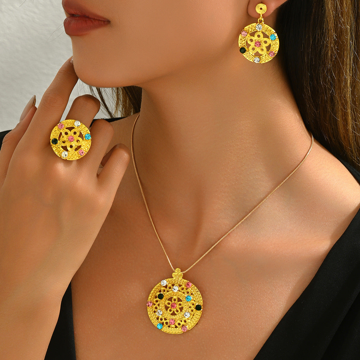 Colorful Ornate Medallion Jewelry — product image 3