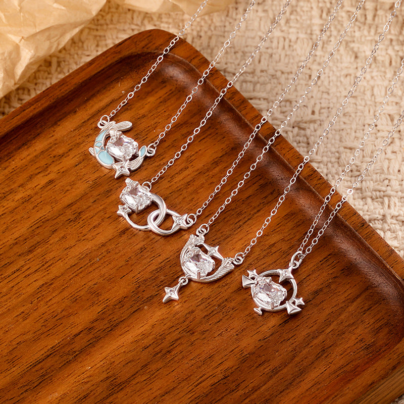 Twelve Constellation Cat S925 Sterling Silver Necklace Female Niche Cute Clavicle Chain Girlfriends Birthday Gift Jewelry Wholesale