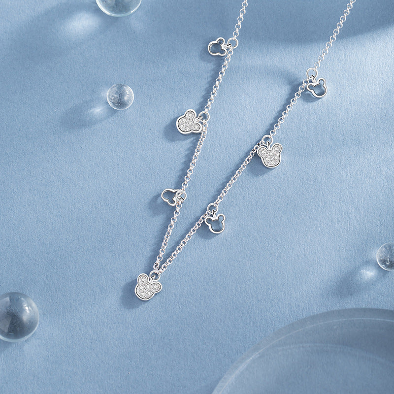 Cute Mouse Sterling Silver 925 Necklace Female Niche Design Light Luxury Zircon Clavicle Chain Ins Style Zodiac Mouse Pendant
