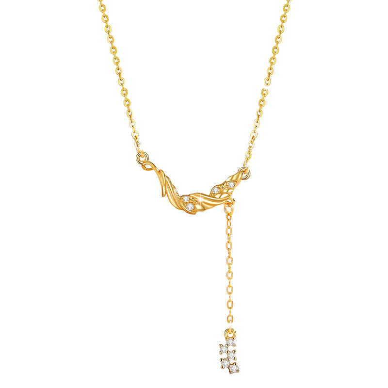 Tassel Safe Sterling Silver 925 Necklace Female Niche Design Light Luxury Tassel Clavicle Chain Qixi Ins Wheat Ear Pendant