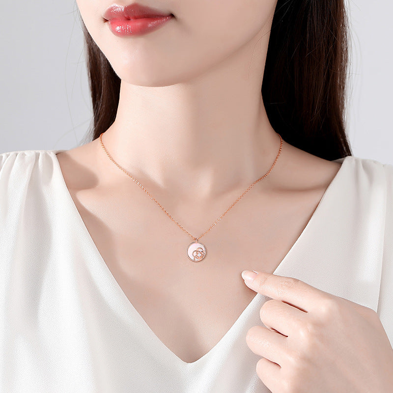 Lucky Clover Sterling Silver 925 Necklace Female Niche Design Light Luxury Clavicle Chain Ins Get White Fritillary Pendant