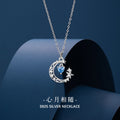 Star Sterling Silver 925 Necklace Female Niche Design Light Luxury Heart Zircon Clavicle Chain Ins Style Moon Pendant
