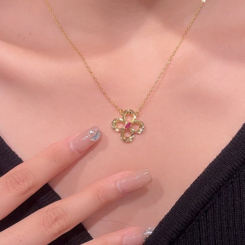 Lingsnake Sterling Silver 925 Necklace Light Luxury High-Grade Lucky Clover Zodiac Clavicle Chain Ins Style Birth Year Pendant